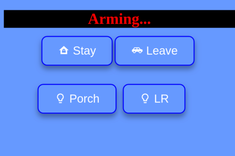 screenshot of touchscreen in arming away mode