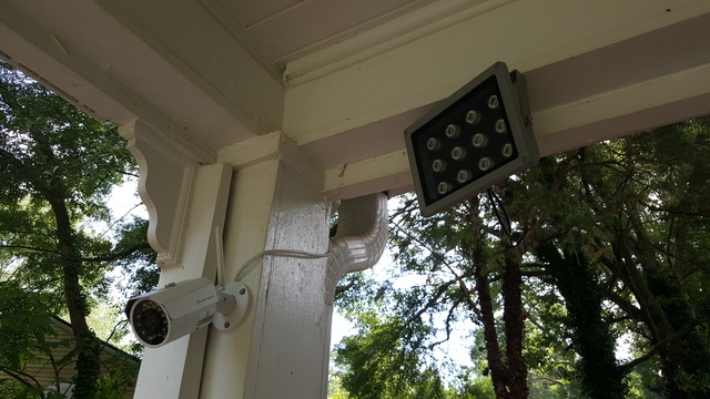 camera and IR illuminator as installed, during the day