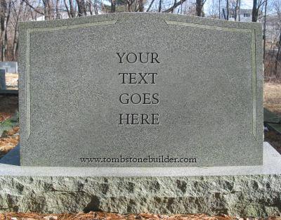 Image of tombstone, with 'Your Text Goes Here' carved into it